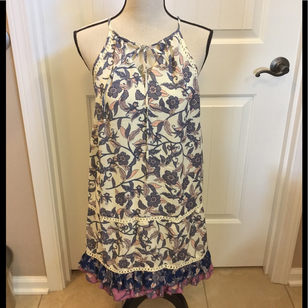 NWT S Jodi Kristopher halter dress ruffle hem